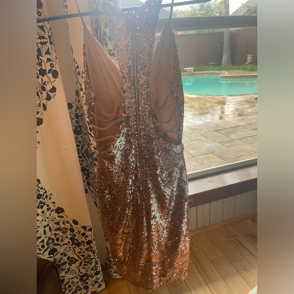 Sequin Pale Pink Dress with Strappy Back - Picture 3 of 5